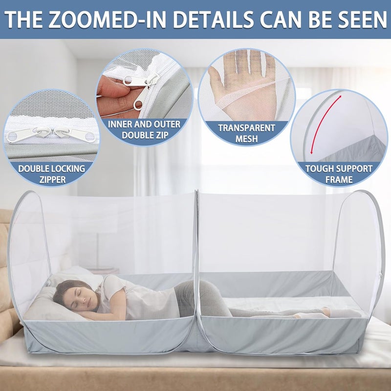 jiangcha Mosquito Net for Bed - Pop Up Bed Tent - Portable Travel Mosquito Net, Mosquito Netting for Suitable for Baby, Adult Bedroom, Camping, Napping, Patio - Image 3